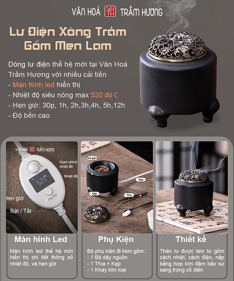 Khám phá lư xông trầm bằng điện Hắc Nê tại Văn Hóa Trầm Hương