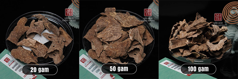So sánh 20g, 50g, 100g trầm miếng chân sam
