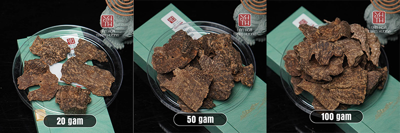 So sánh 20g,50g,100g trầm miếng mọ VIP