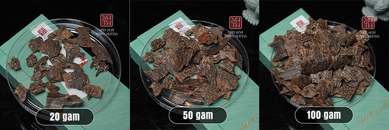 So sánh 20g,50g,100g trầm miếng siêu dầu